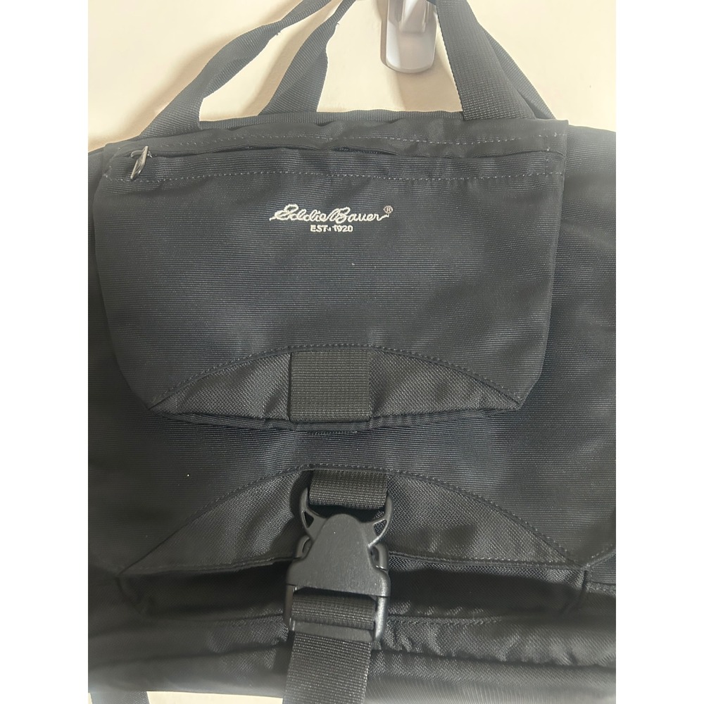 Eddie Bauer Black Nylon Messenger Bag Laptop Briefcase Shoulder‎ Travel Bag - Picture 2 of 9
